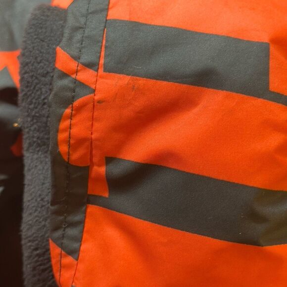 Nike Just Do It All Over Print Puffer Jacket Womens Small Orange Black - Picture 10 of 10